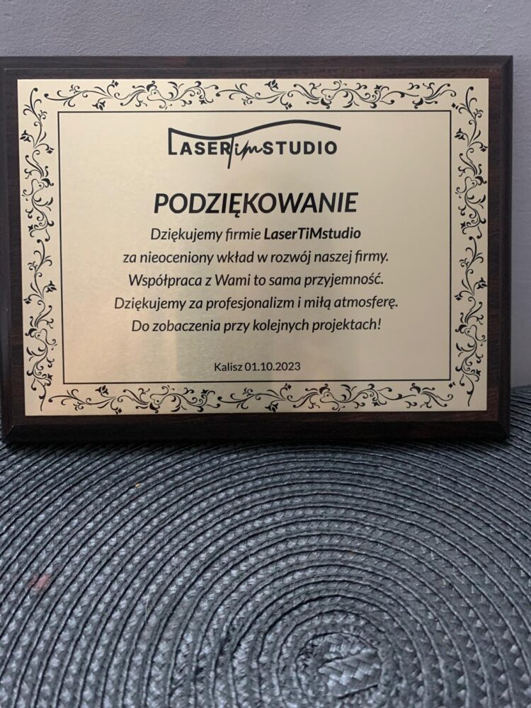 Dyplom/podziękowanie/certyfikat na podkładzie drewnianym! Personalizacja, grawerowanie laserowe! ZŁOTY! - obrazek 2