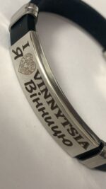 Stalowa bransoletka z opaską z kauczuku! Personalizacja! Laserowe grawerowanie! Unisex! Kolorowe grawerowanie! - obrazek 3