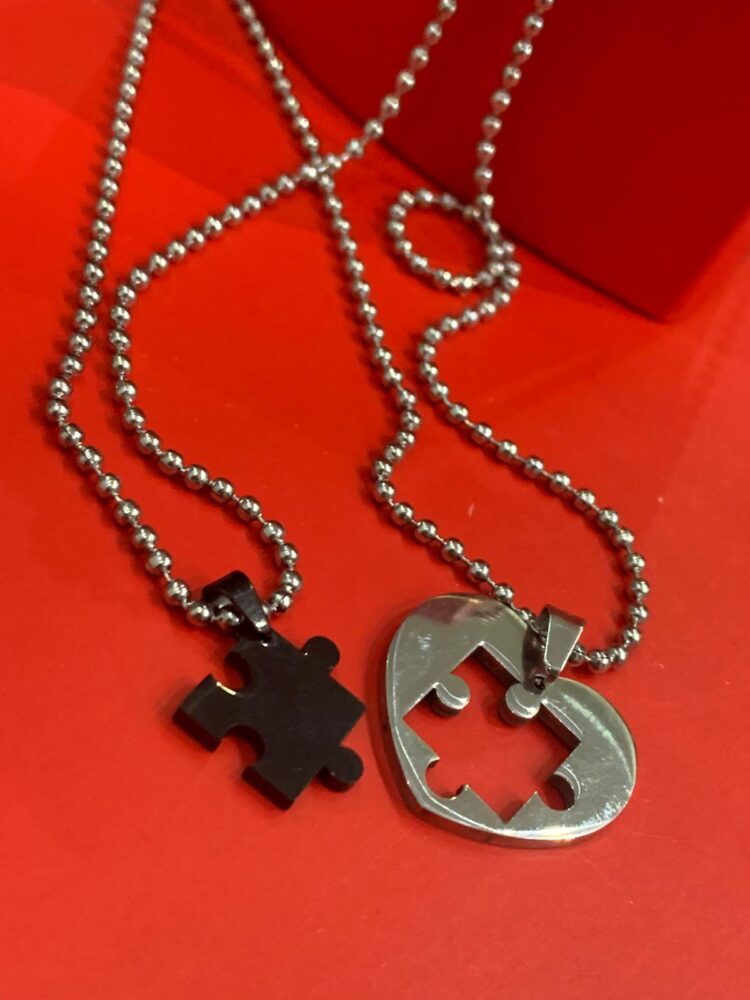 Naszyjnik puzzle srebrne dla PAR! GRAWEROWANIE LASEROWE! - obrazek 5