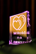 Zestaw "Serca"- Elegancki Kryształ K9 z grawerowaniem laserowym + lampka LED. Personalizacja! - obrazek 2