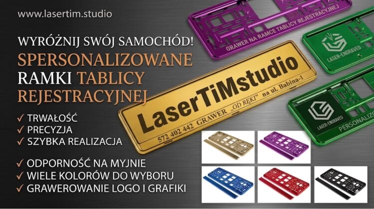 Ramka do Tablicy Rejestracyjnej Metalowa CHROM + Grawer Laserowy FIBER - obrazek 3